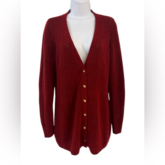 White House Black Market Burgundy Cardigan. Sz/S - Picture 2 of 11
